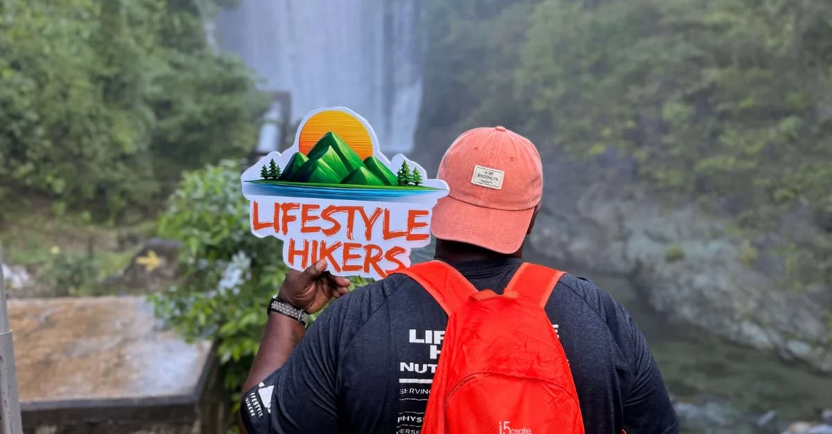 Lifestyle Hikers at a waterfall in Jamaica