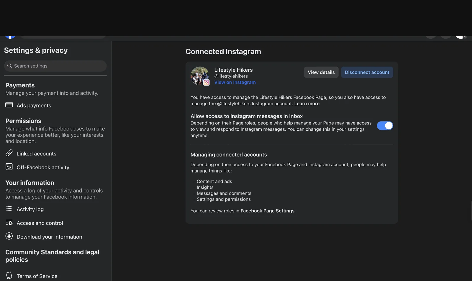Instagram account connected to an automated onboarding workflow